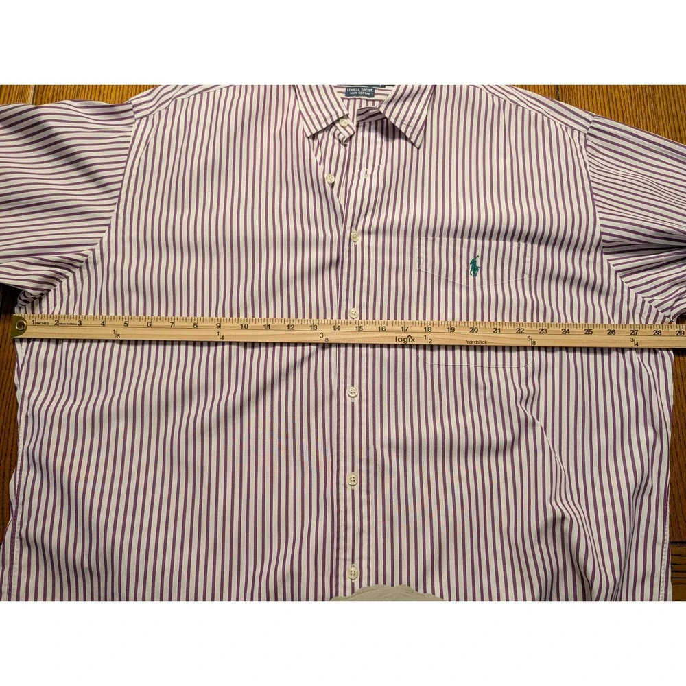 Polo Ralph Lauren Lowell Sport Shirt Mens XL Purple White Striped Button Down